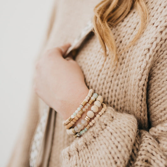 Wooden Bead & Stone Bracelet