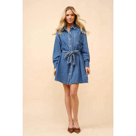 Blanket Stitch Up Denim Dress