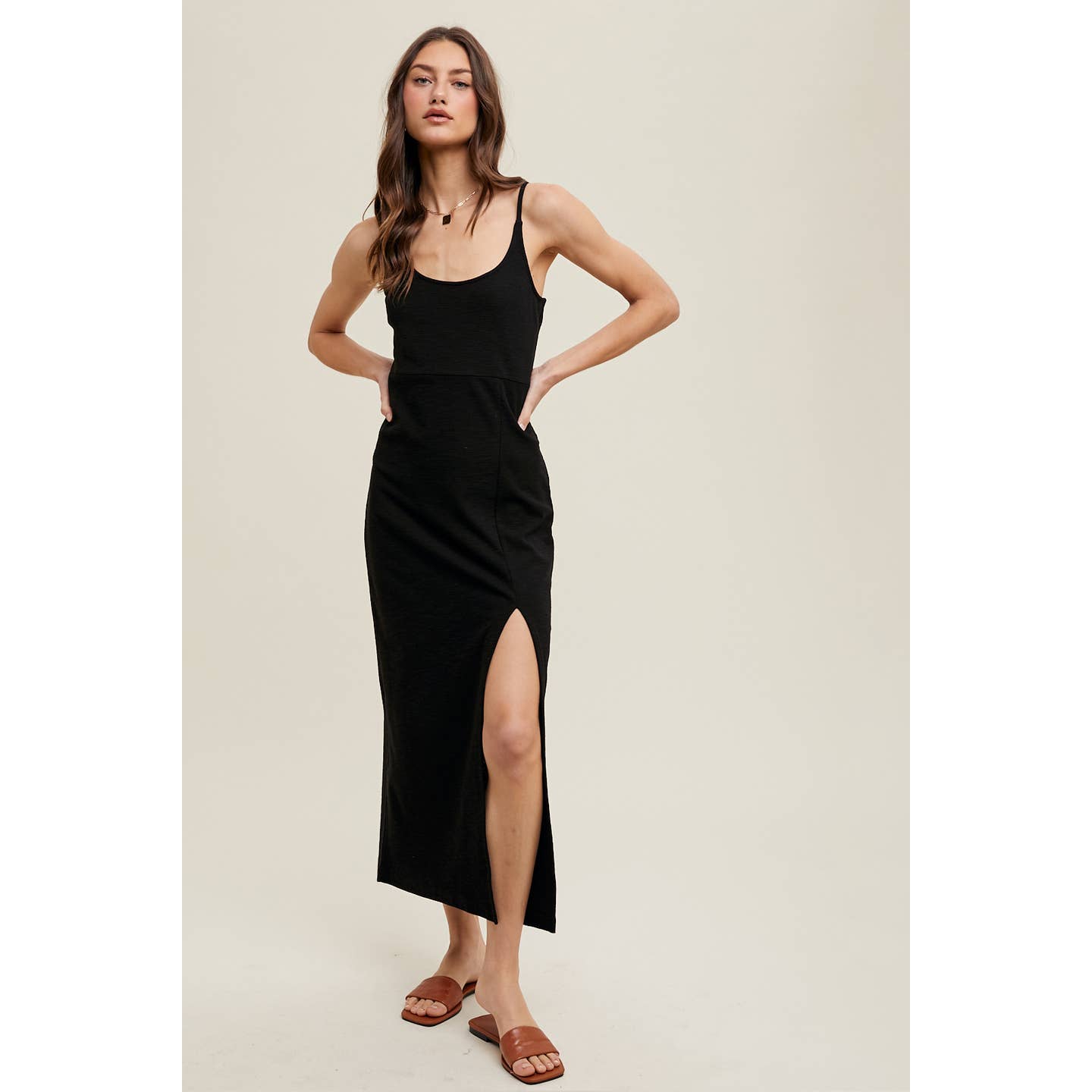 Slub Midi Dress