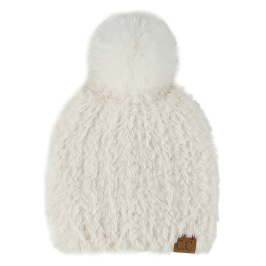 Snuggly Soft Pom Pom Beanie - Ivory
