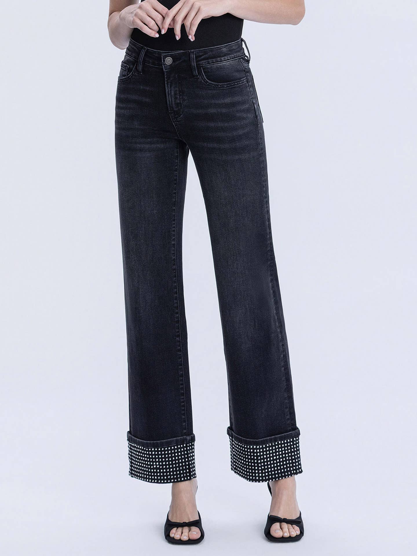 FM Rhinestone Cuff Slim Wide
