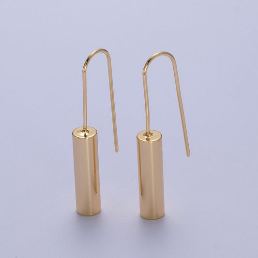 Gold Long Tube Earrings