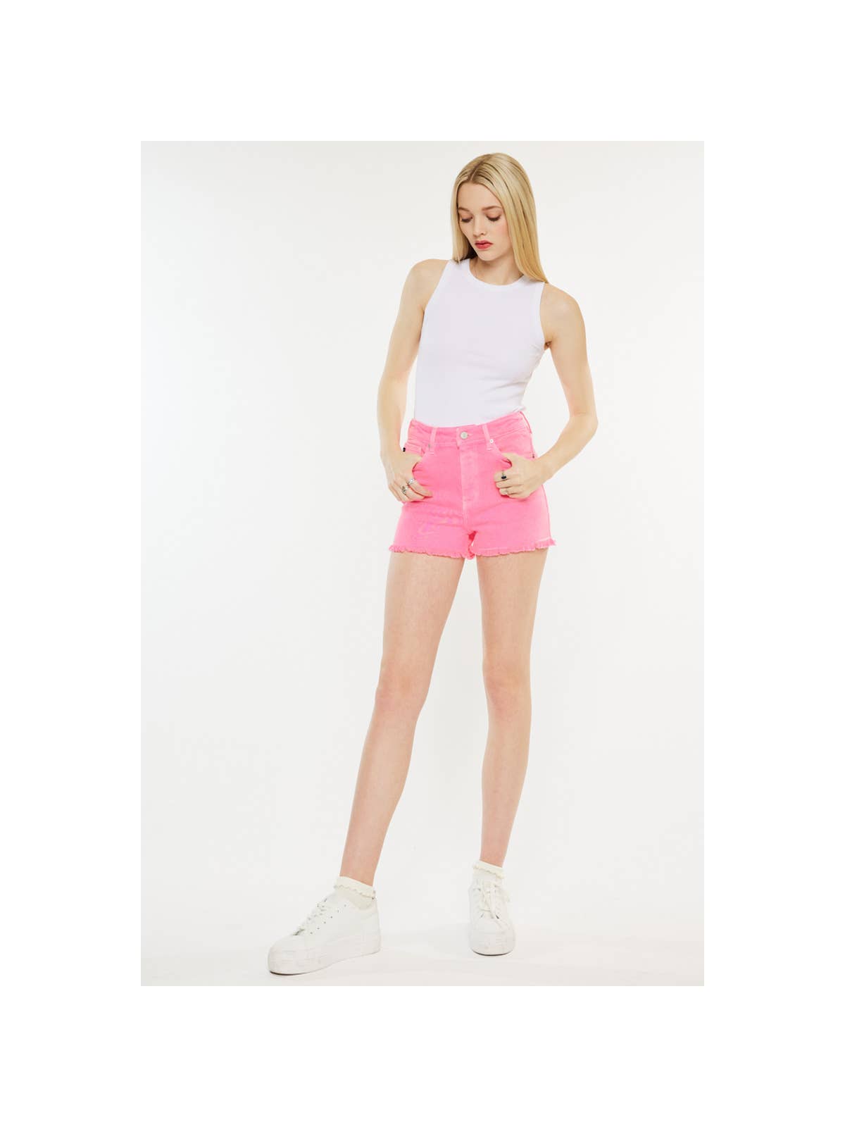 Neon Pink High Rise Shorts