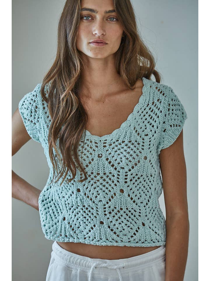 Crochet V Neck Sweater