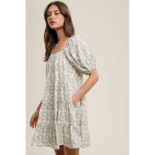 Floral Teired Puff Dress