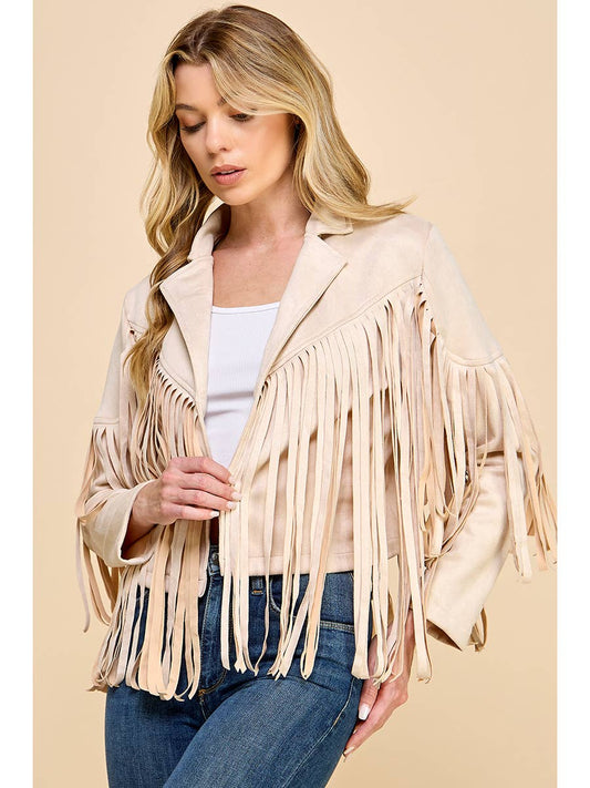 Faux Suede Fringe Jacket