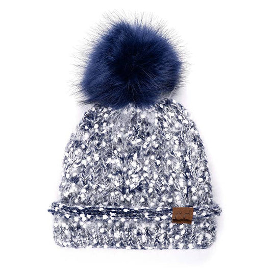 Eyelash Confetti Pom Beanie - Navy