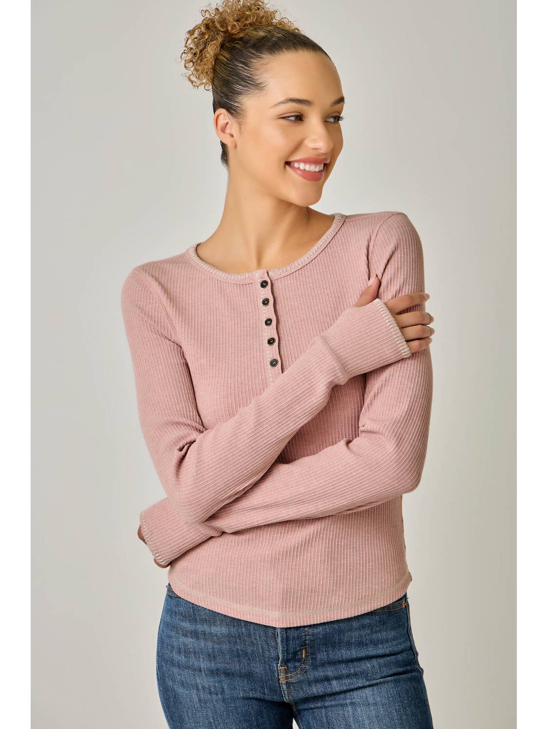 Pink Girl Henley