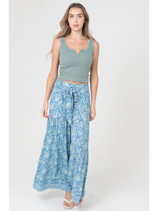 Tie Waist Wide Leg Pant