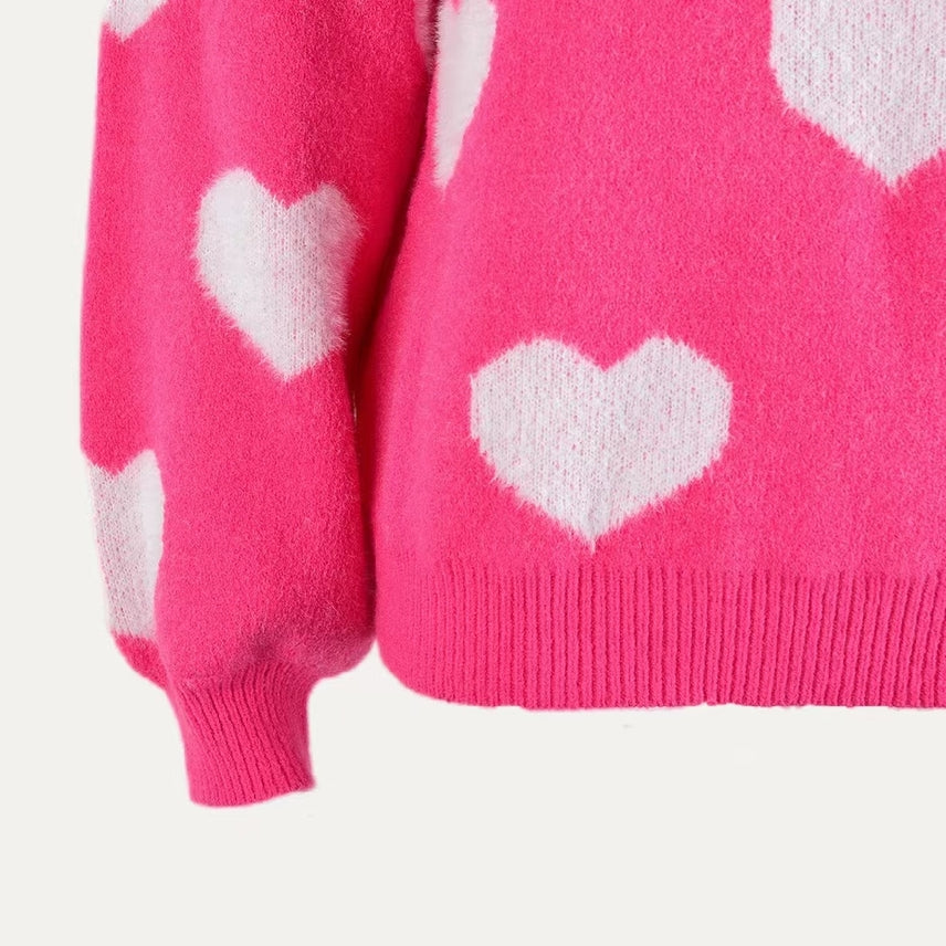 Pink Eyelash Knit Valentine's Sweater