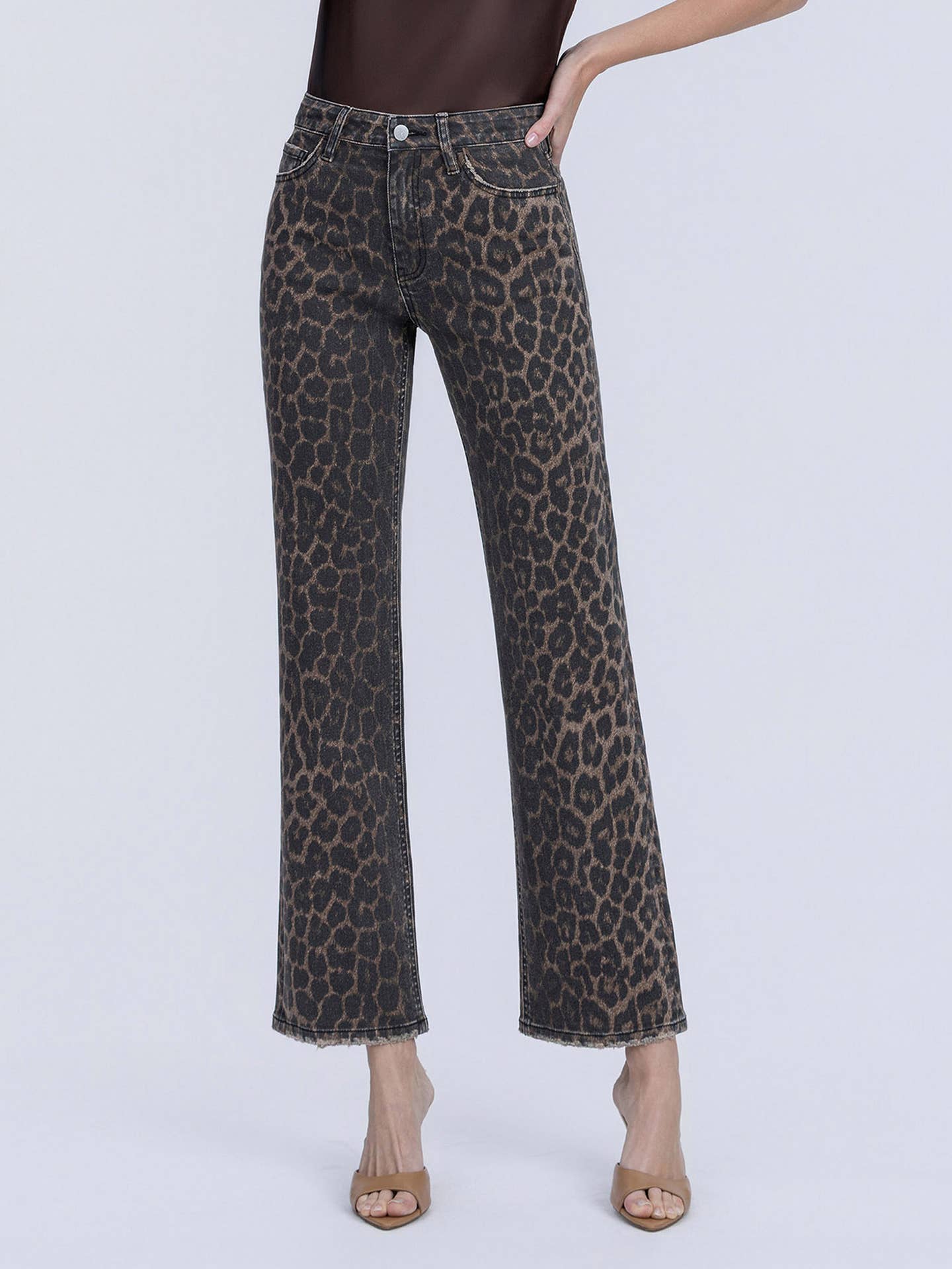 Leoparad Print Slim Wide Jean