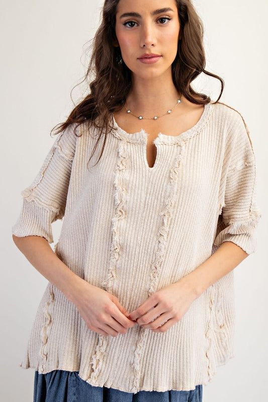 Rib Knit Mineral Wash Top