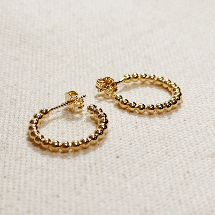 13mm Beaded C-Hoop Earrings